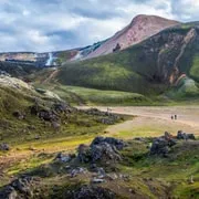 Haifoss waterfall dropping into its canyon on a small-group Landmannalaugar tour in the southern Icelandic highlands